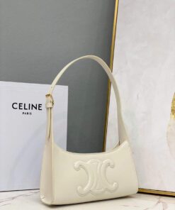 Replica Celine 198153 Shoulder Bag Cuir Triomphe in Smooth Calfskin White 2