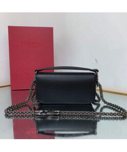 Replica Valentino WB0K53ZXL Star diamond Locò Small Shoulder Bag in Calfskin Black