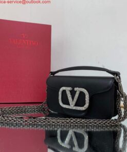 Replica Valentino WB0K53ZXL Star diamond Locò Small Shoulder Bag in Calfskin Black 2