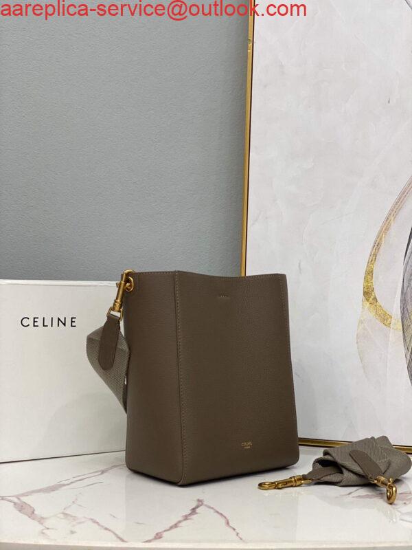 Replica Celine 178303 Sangle Small Bucket Bag in Soft Grained Calfskin Brown 2