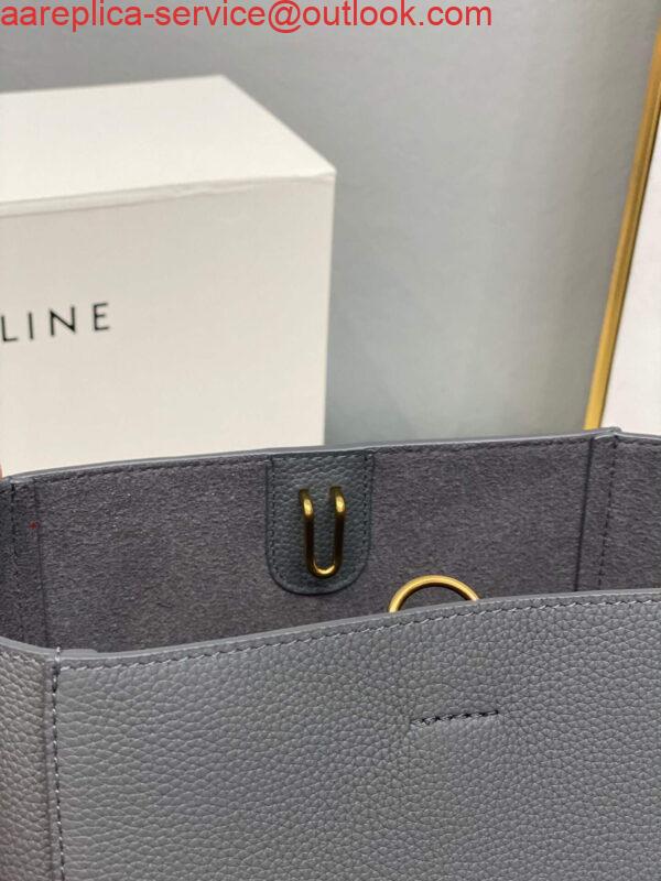 Replica Celine 178303 Sangle Small Bucket Bag in Soft Grained Calfskin Gray 9