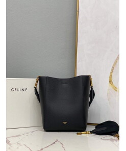 Replica Celine 178303 Sangle Small Bucket Bag in Soft Grained Calfskin Black