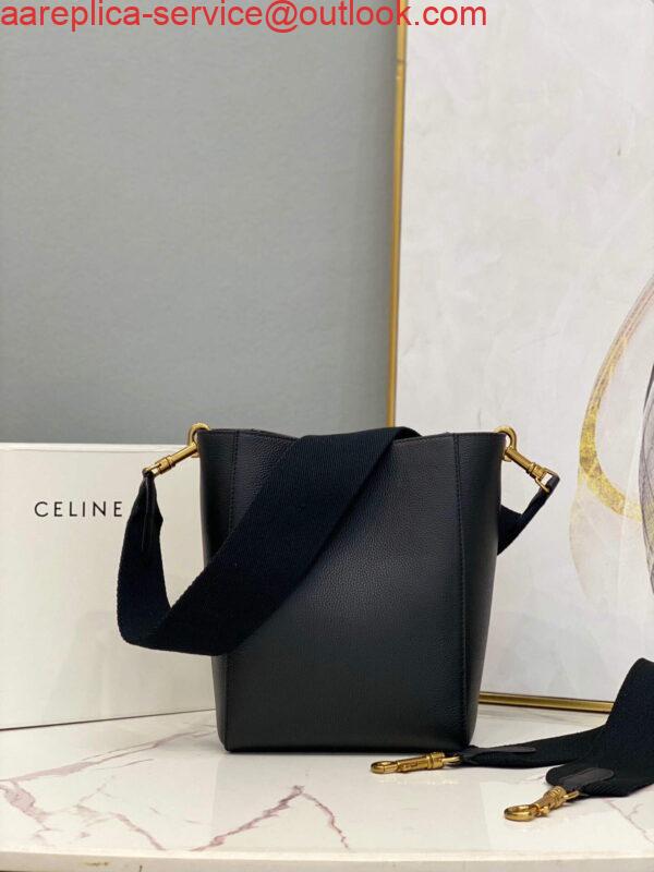 Replica Celine 178303 Sangle Small Bucket Bag in Soft Grained Calfskin Black 3