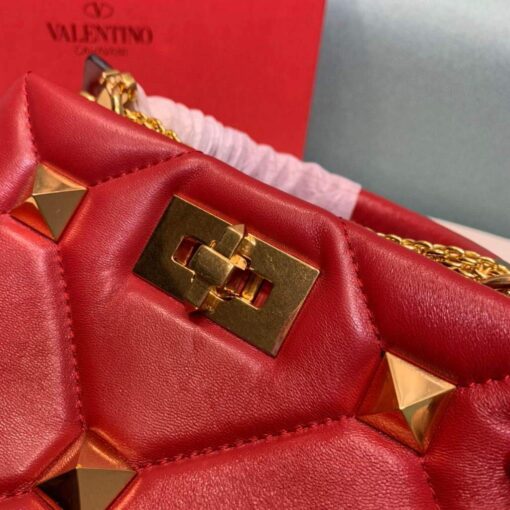 Replica Valentino 0097S Small Roman Stud The Handle Bag In Nappa Red 2