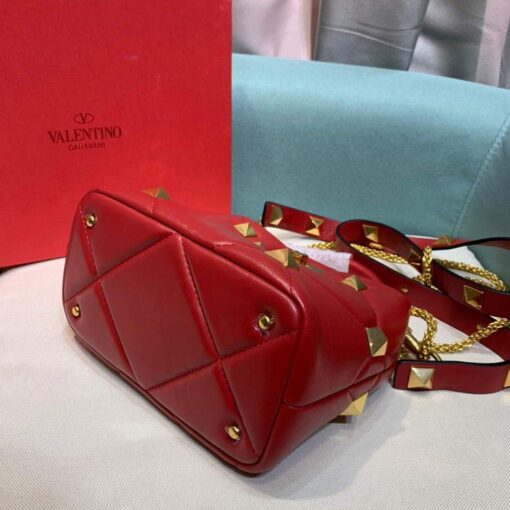 Replica Valentino 0097S Small Roman Stud The Handle Bag In Nappa Red 4