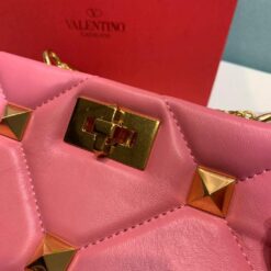Replica Valentino 0097S Small Roman Stud The Handle Bag In Nappa Pink 2