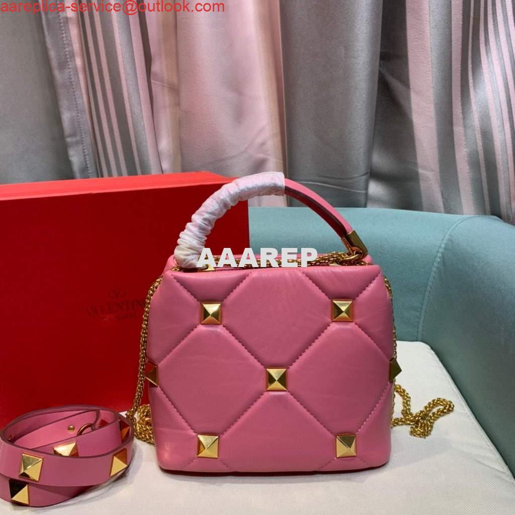 Replica Valentino 0097S Small Roman Stud The Handle Bag In Nappa Pink 3 Replica Valentino 0097S Small Roman Stud The Handle Bag In Nappa Pink 3