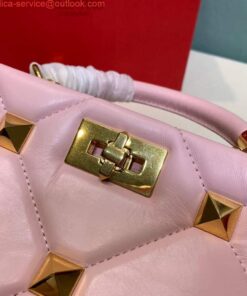 Replica Valentino 0097S Small Roman Stud The Handle Bag In Nappa Light Pink 2