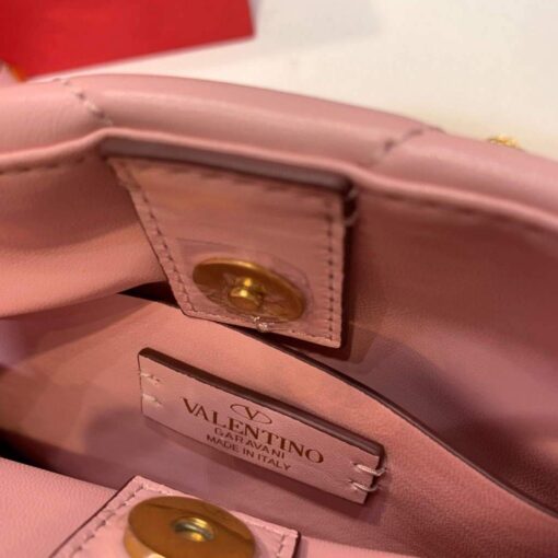 Replica Valentino 0097S Small Roman Stud The Handle Bag In Nappa Light Pink 7