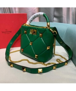 Replica Valentino 0097S Small Roman Stud The Handle Bag In Nappa Green