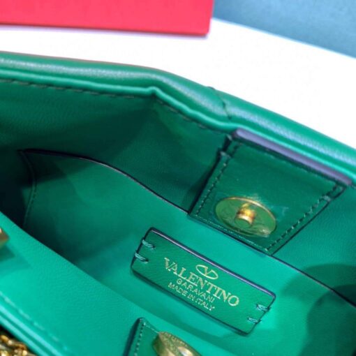 Replica Valentino 0097S Small Roman Stud The Handle Bag In Nappa Green 8