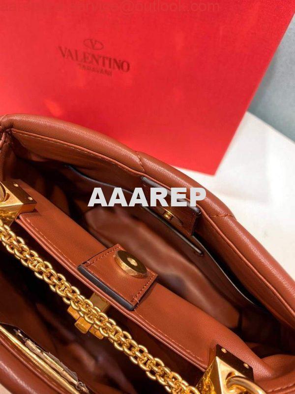 Replica Valentino 0097S Small Roman Stud The Handle Bag In Nappa Brown 7 Replica Valentino 0097S Small Roman Stud The Handle Bag In Nappa Brown 7