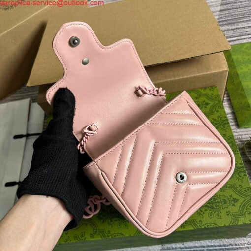 Replica Gucci 739599 GG Marmont Belt Bag Light pink 6