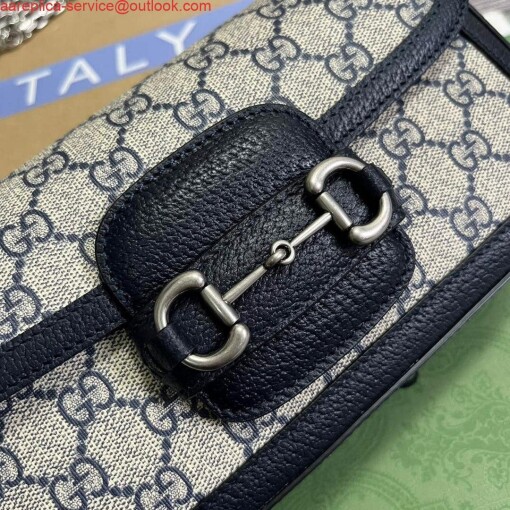 Replica Gucci 735178 Gucci Horsebit 1955 small shoulder bag Navy blue 4