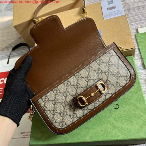 Replica Gucci 735178 Gucci Horsebit 1955 small shoulder bag Brown 4