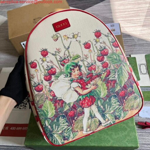 Replica Gucci 433578 Children's Fairy Print Backpack Red 4