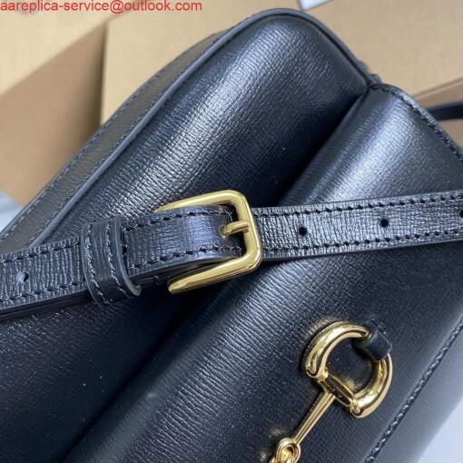 Replica Gucci 645454 Gucci Horsebit 1955 Small Shoulder Bag Black 6