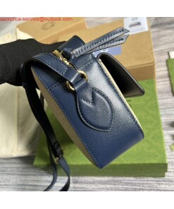 Replica Gucci 645454 Gucci Horsebit 1955 Small Shoulder Bag Beige Blue 2