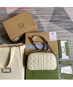 Replica Gucci 447632 GG Marmont matelassé small shoulder bag White 2