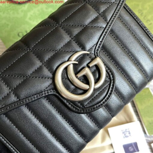 Replica Gucci 474575 GG Marmont mini bag Black 3