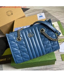 Replica Gucci 681483 GG Marmont small tote bag Blue 2