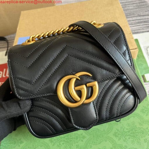 Replica Gucci 739682 GG Marmont Matelassé mini tote bag Black 3