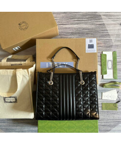 Replica Gucci 675796 GG Marmont medium tote bag Black