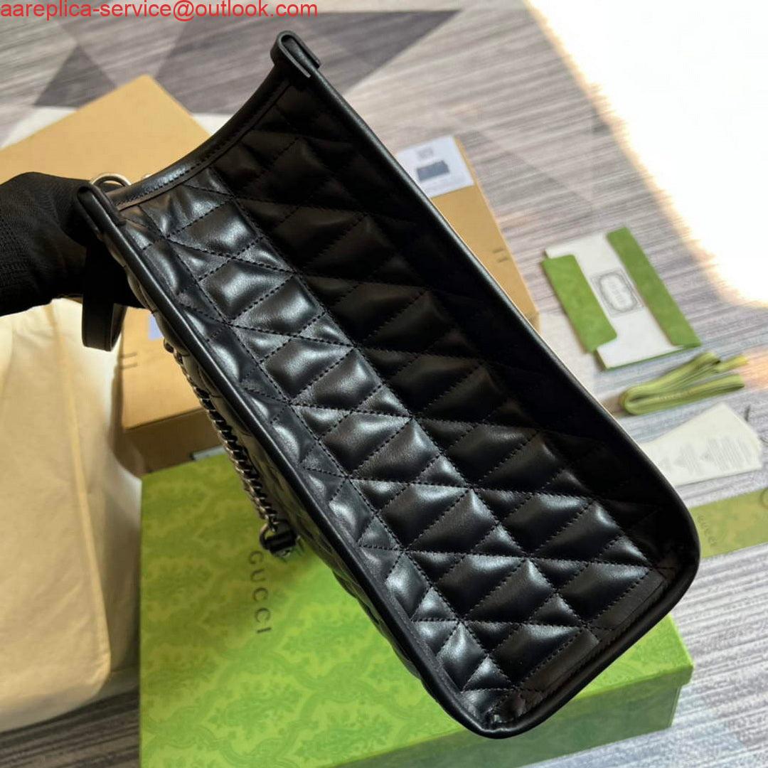 Replica Gucci 675796 GG Marmont medium tote bag Black 2 Replica Gucci 675796 GG Marmont medium tote bag Black 2