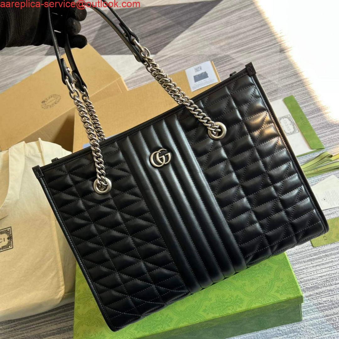 Replica Gucci 675796 GG Marmont medium tote bag Black 3 Replica Gucci 675796 GG Marmont medium tote bag Black 3