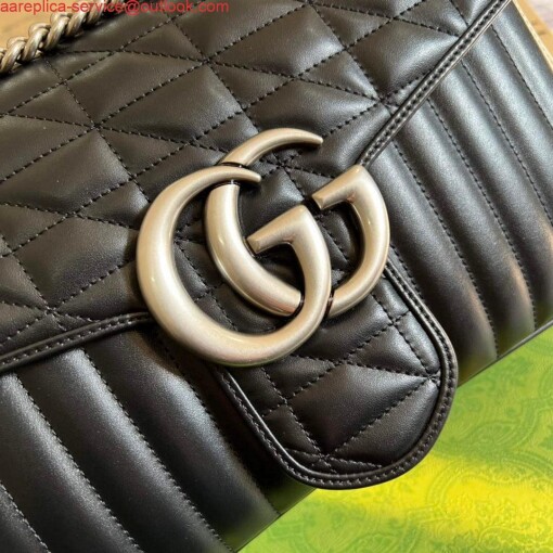 Replica Gucci 443496 GG Marmont medium shoulder bag Black 5