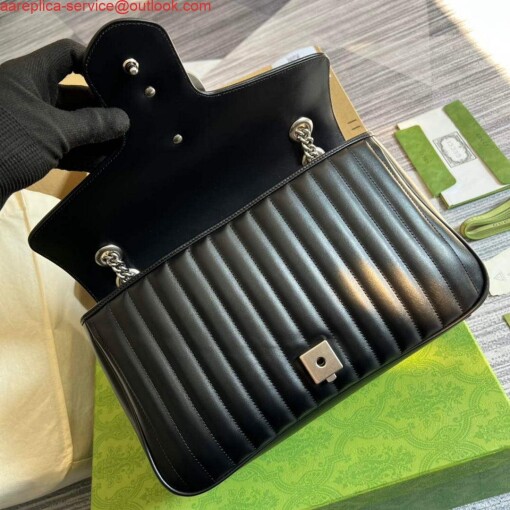 Replica Gucci 443496 GG Marmont medium shoulder bag Black 7