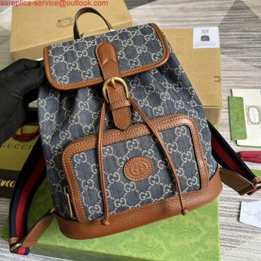 Replica Gucci 674147 Backpack with Interlocking G Blue 3