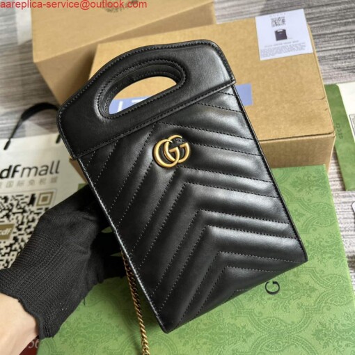 Replica Gucci 699756 GG Marmont Top handle mini bag Black 3