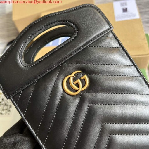 Replica Gucci 699756 GG Marmont Top handle mini bag Black 4