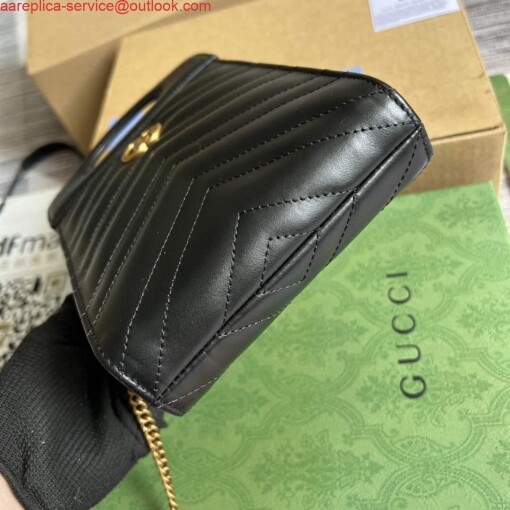 Replica Gucci 699756 GG Marmont Top handle mini bag Black 5