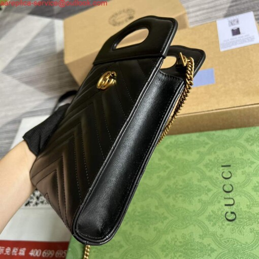Replica Gucci 699756 GG Marmont Top handle mini bag Black 6