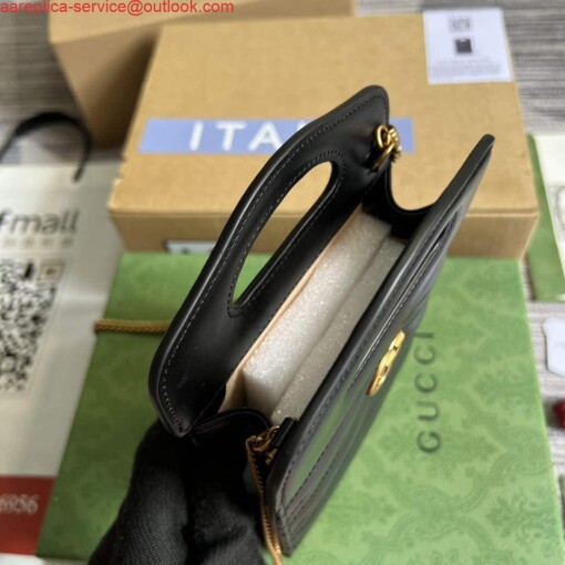 Replica Gucci 699756 GG Marmont Top handle mini bag Black 7