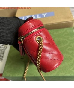 Replica Gucci 699515 GG Marmont Mini Top Handle Bag Red 2
