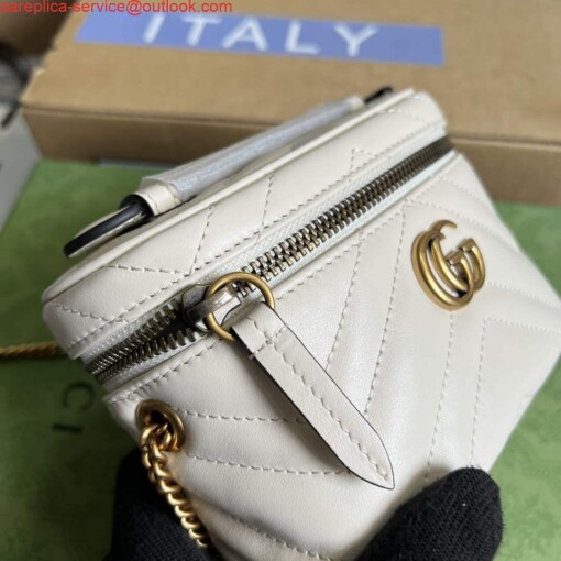 Replica Gucci 699515 GG Marmont Mini Top Handle Bag White 6