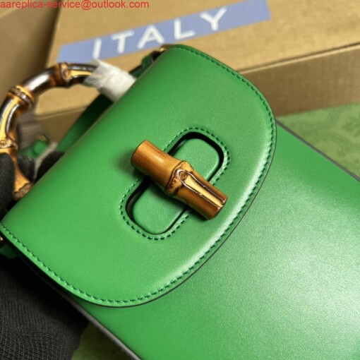 Replica Gucci 702106 Bamboo Mini Handbag Green 4