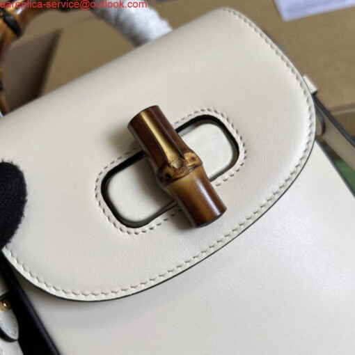 Replica Gucci 702106 Bamboo Mini Handbag White 4