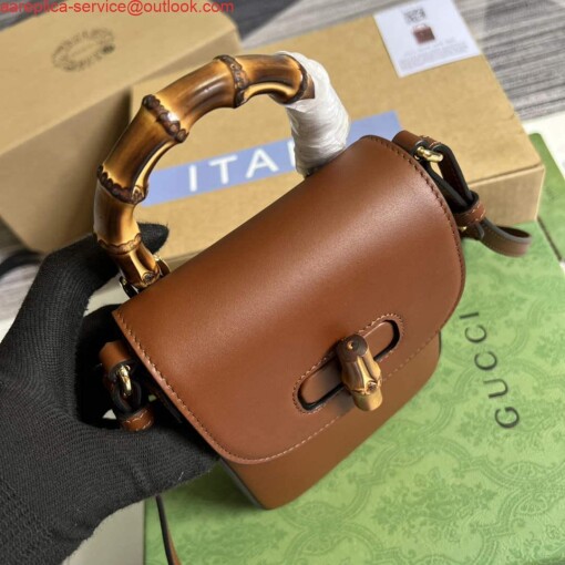 Replica Gucci 702106 Bamboo Mini Handbag Brown 6