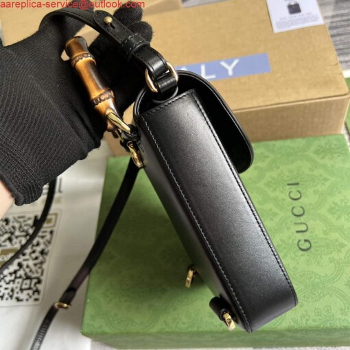 Replica Gucci 702106 Bamboo Mini Handbag Black 3