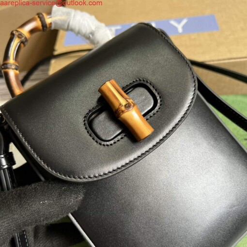 Replica Gucci 702106 Bamboo Mini Handbag Black 4