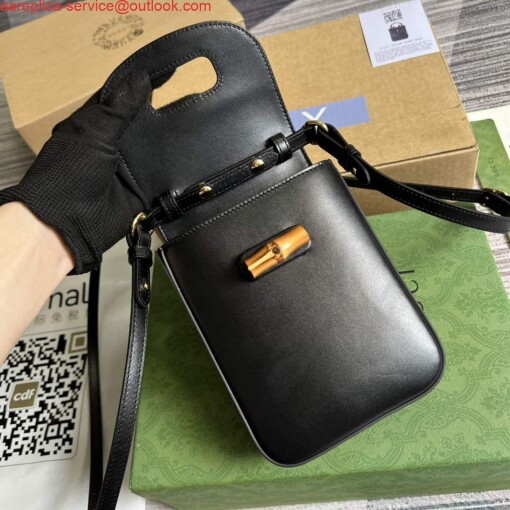 Replica Gucci 702106 Bamboo Mini Handbag Black 7