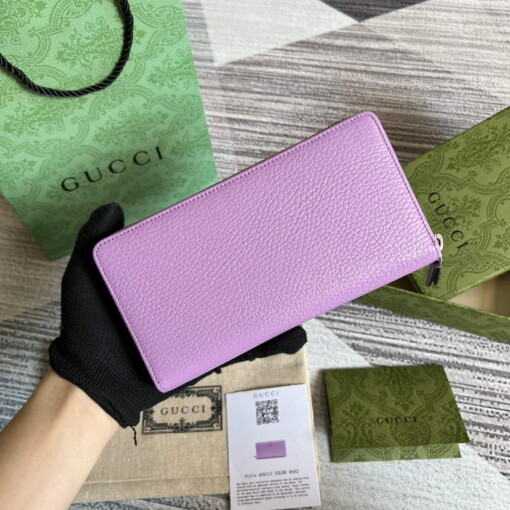 Replica Gucci 456117 GG Marmont Leather Zip Around Wallet Light purle