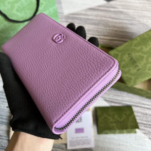 Replica Gucci 456117 GG Marmont Leather Zip Around Wallet Light purle 4