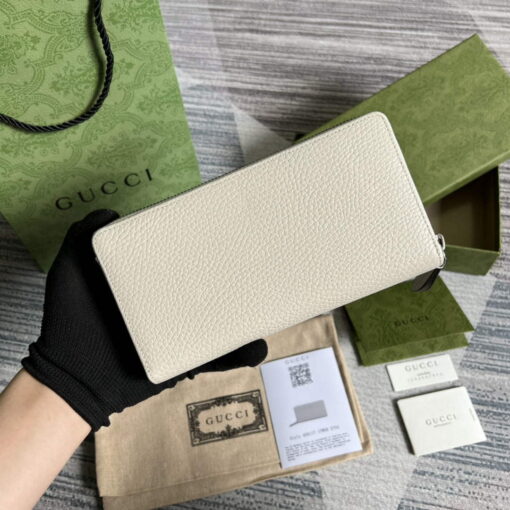 Replica Gucci 456117 GG Marmont Leather Zip Around Wallet White