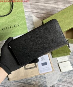 Replica Gucci 456117 GG Marmont Leather Zip Around Wallet Black