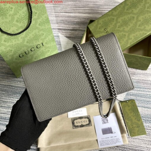 Replica Gucci 497985 GG Marmont Leather Mini Chain Bag Dark grey